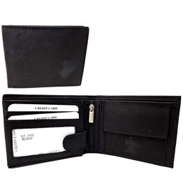 Portemonnee Leer 11x9cm zwart