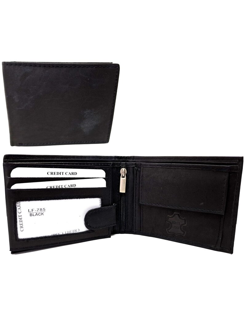 Portemonnee Leer 11x9cm zwart