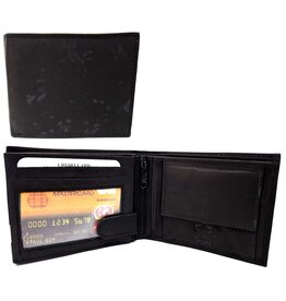 Portemonnee Leer 12x9,5cm. zwart