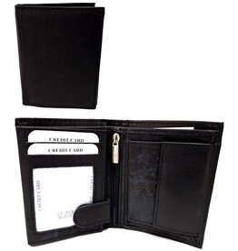 Portemonnee Leer 8x11cm. zwart