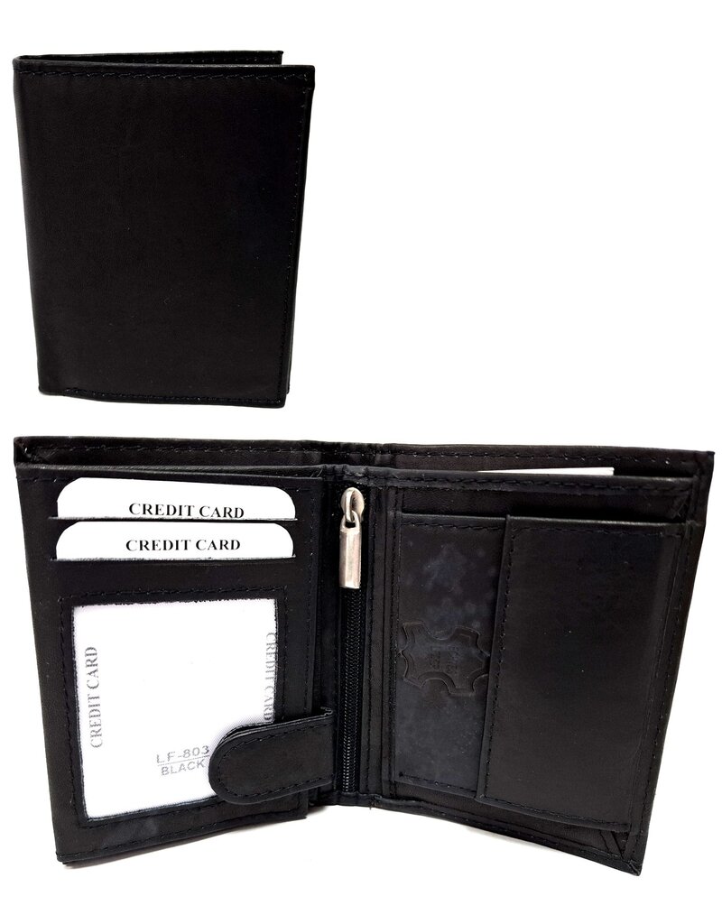 Portemonnee Leer 8x11cm. zwart