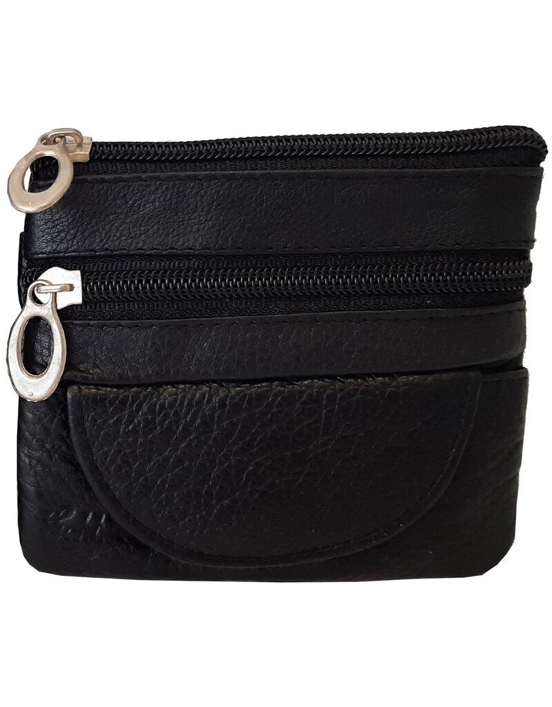 Sleutel Etui/Portemonnee 11,5x10cm.Leer Zwart