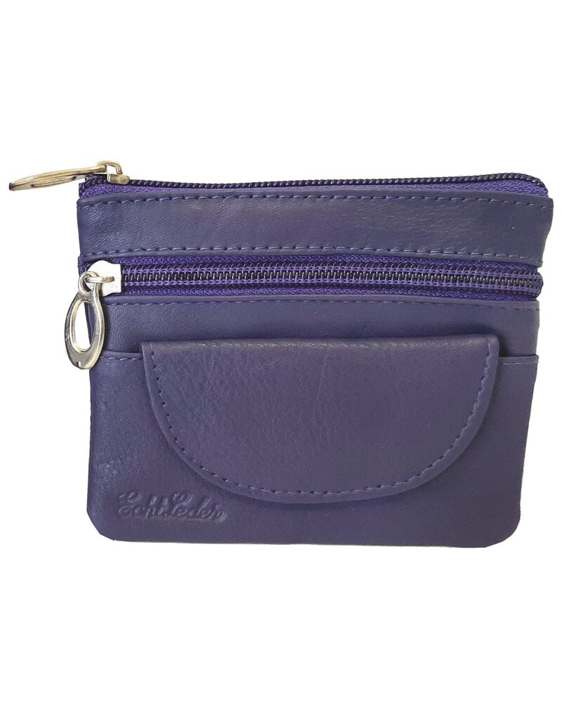 Sleutel Etui/Portemonnee 11,5x10cm.Leer Paars