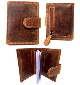 Creditcardhouder 8x10,5cm. Leer Bruin