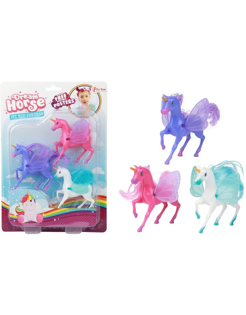 Eenhoorn mini's 10cm. set van 3 stuks