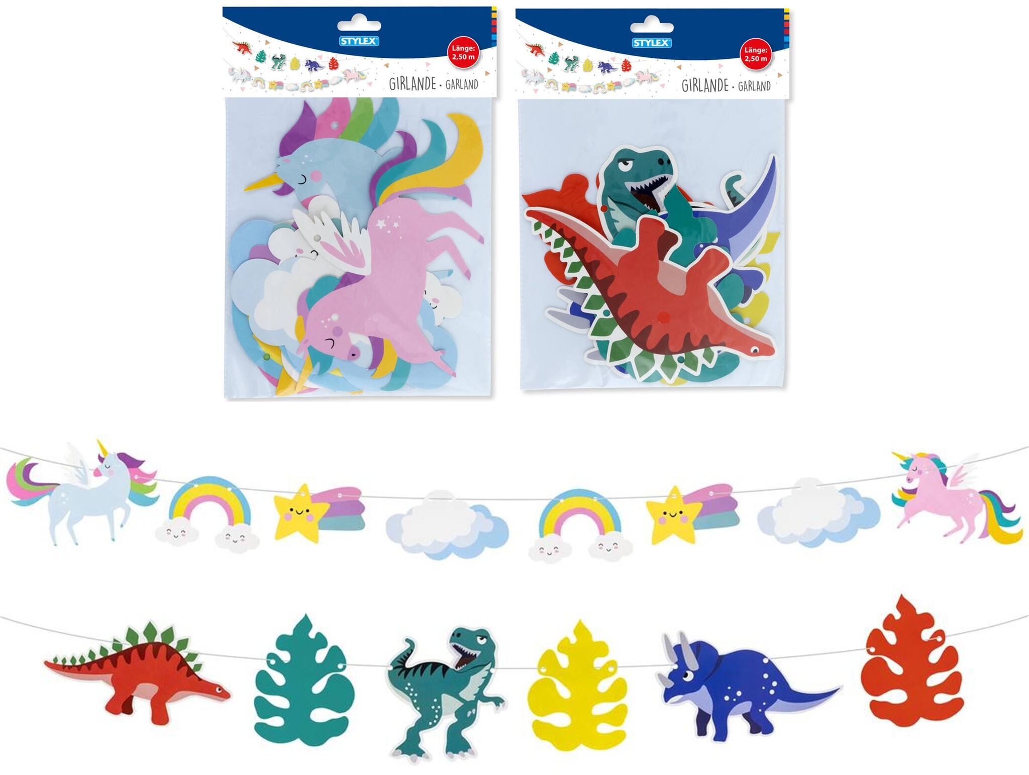 Slinger Unicorn/Regenboog of Dino's 2,5 meter 2 assorti