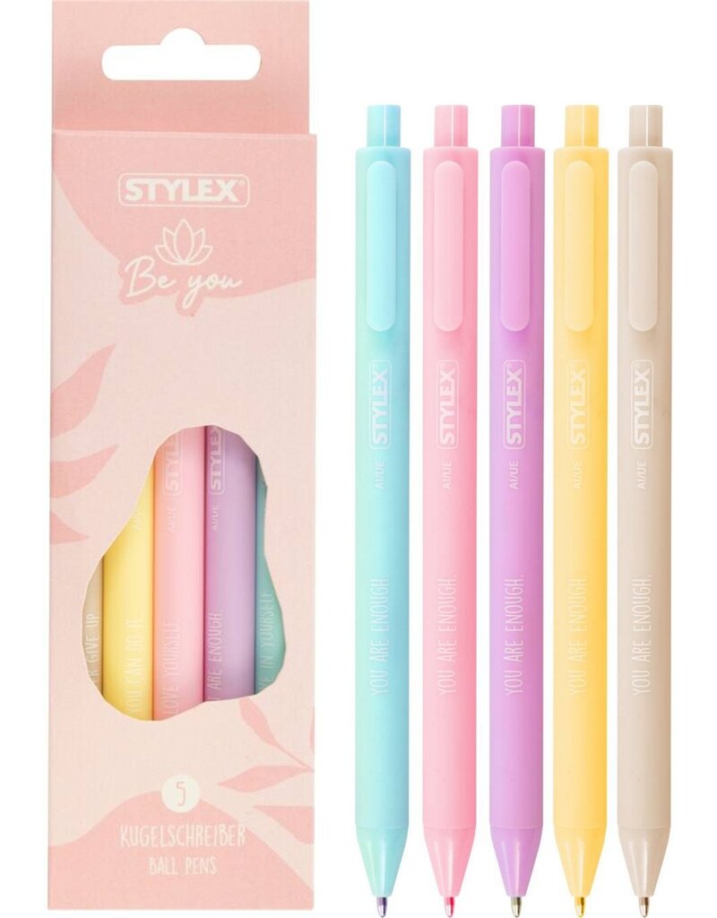 Balpen met tekst set van 5 stuks 5 assorti kleur