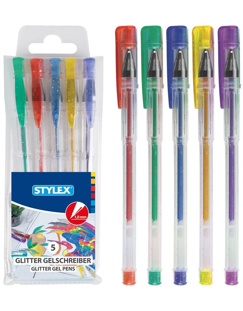 Gelpen Glitter set van 5 stuks 5 assorti kleuren