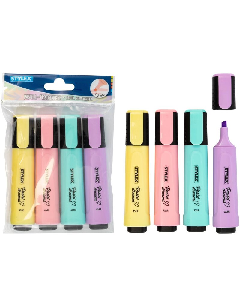 Markeerstift Pastel set van 4 stuks 4 assorti kleuren
