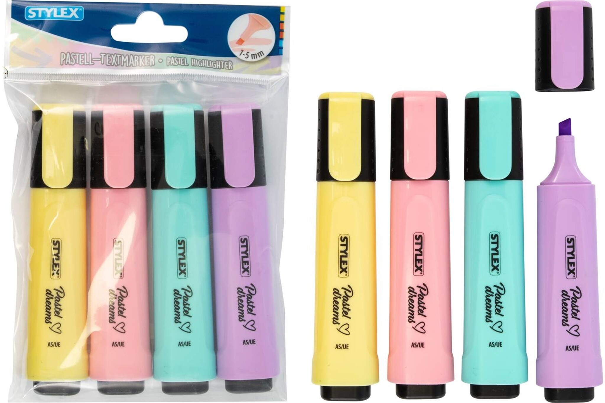 Markeerstift Pastel set van 4 stuks 4 assorti kleuren