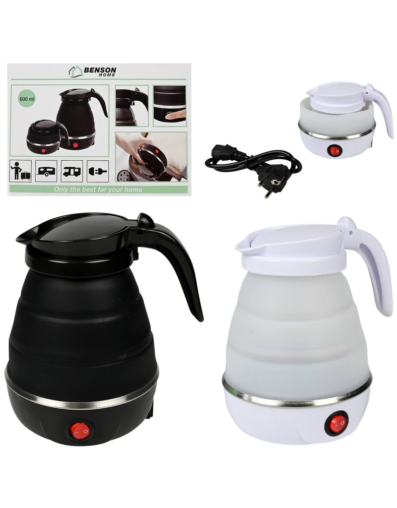 Waterkoker Opvouwbaar 600ml assorti kleur Wit of Zwart