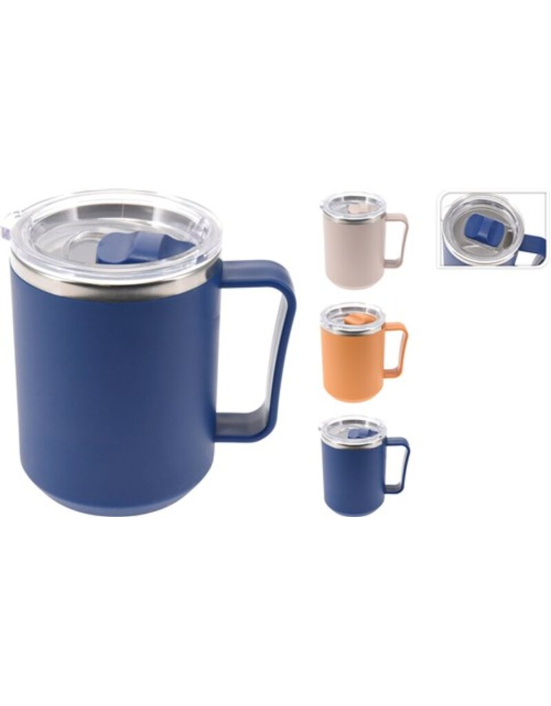 Drinkbeker/Thermo Mok Auto RVS 420ml 3 assorti kleur