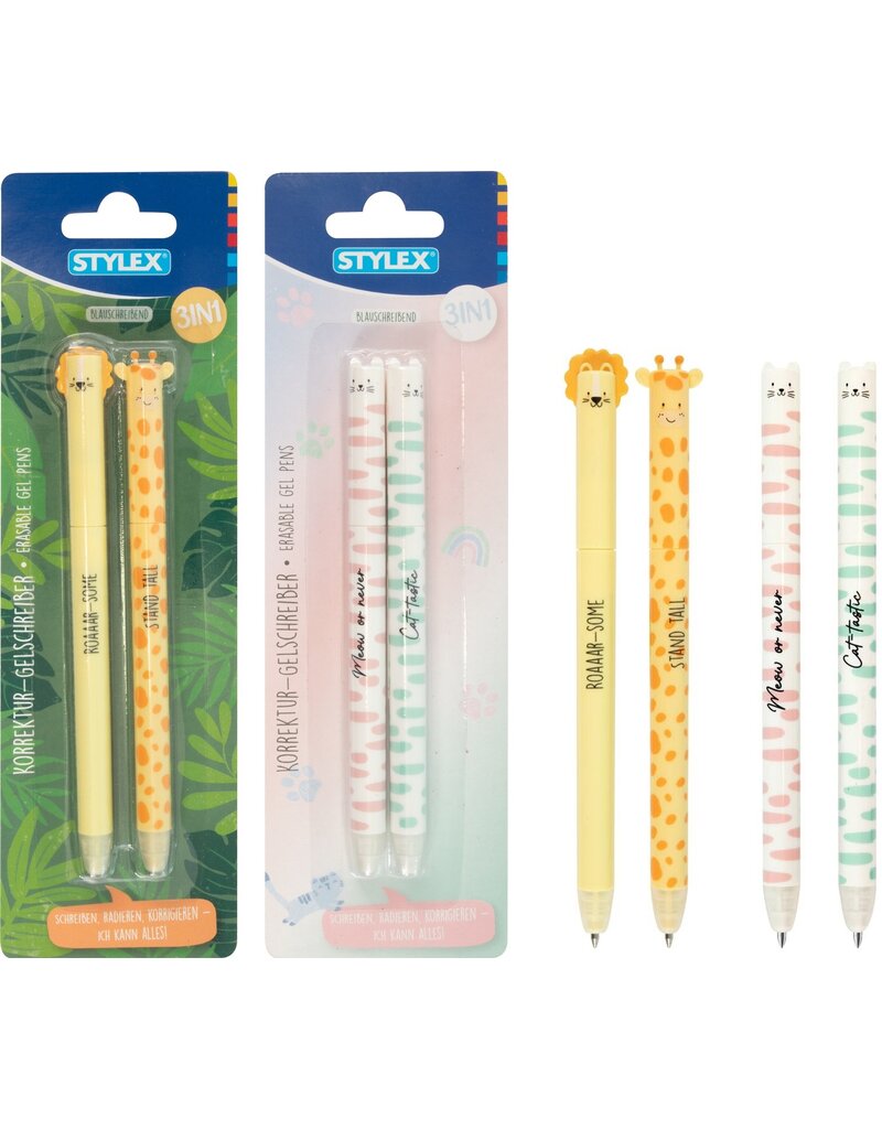 Gelpen Erasable Animal Design set van 2 stuks 2 assorti