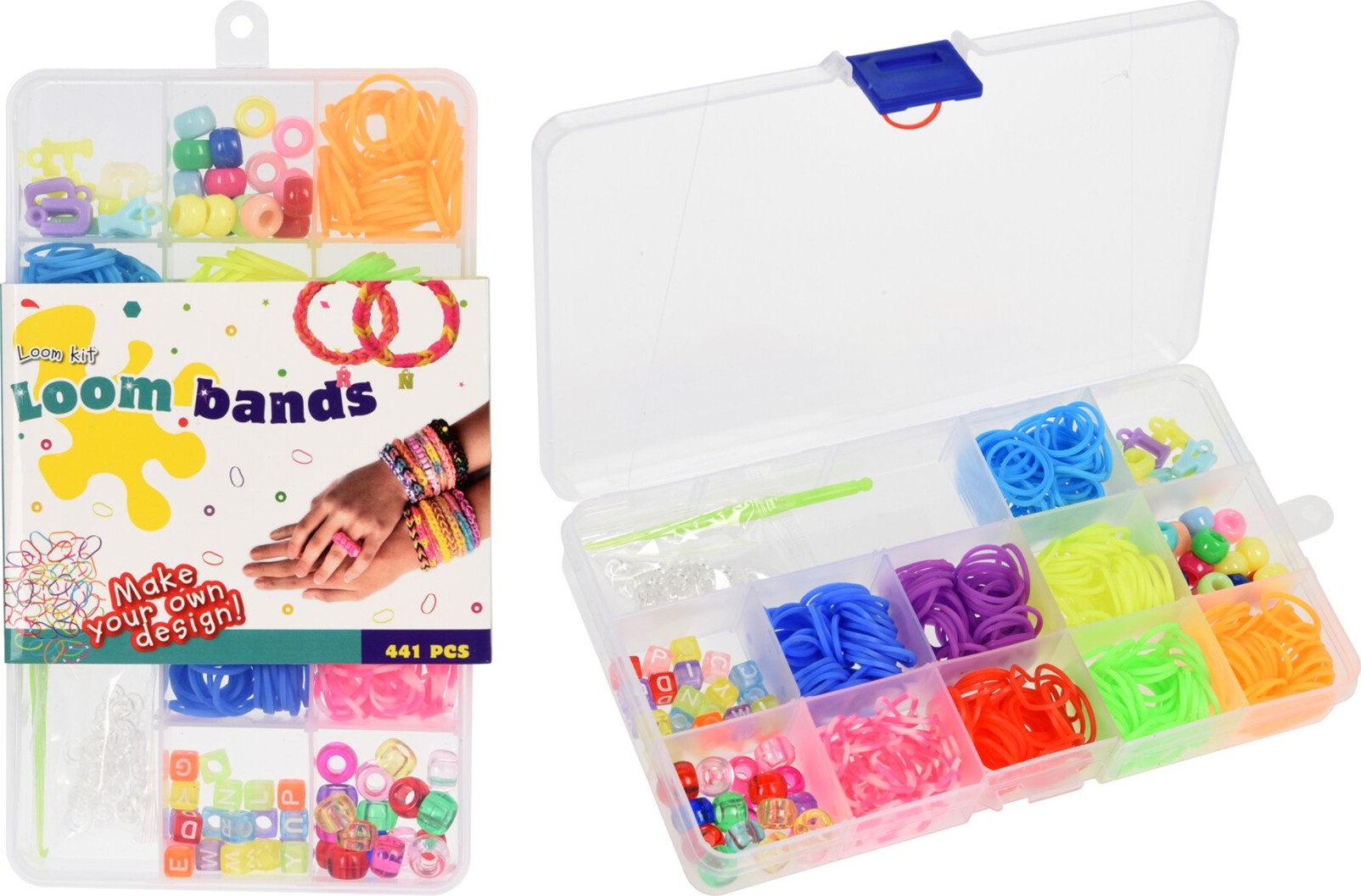 Loombandjes en Kralenset 360 delig in opbergdoos 9,5x3,5cm