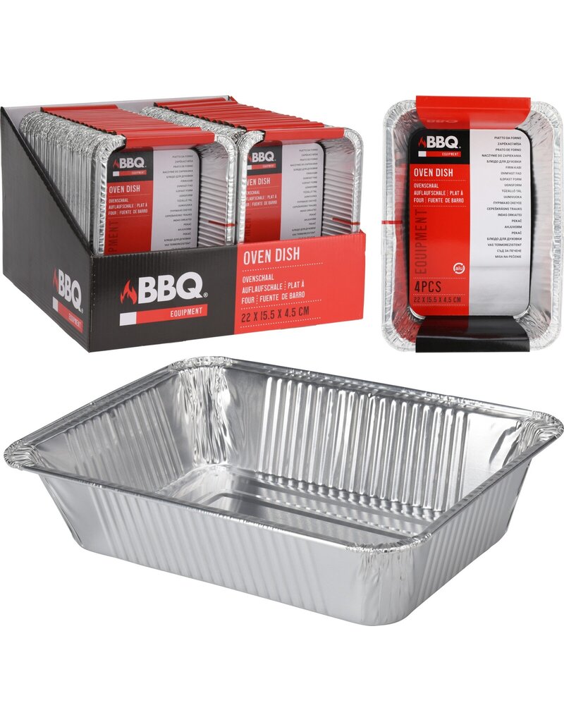 BBQ Bereidingsbak 22x15,5x4,5cm set van 4 stuks