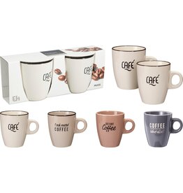 Beker Aardewerk Gres 220ml set van 2 stuks 4 ass kleur