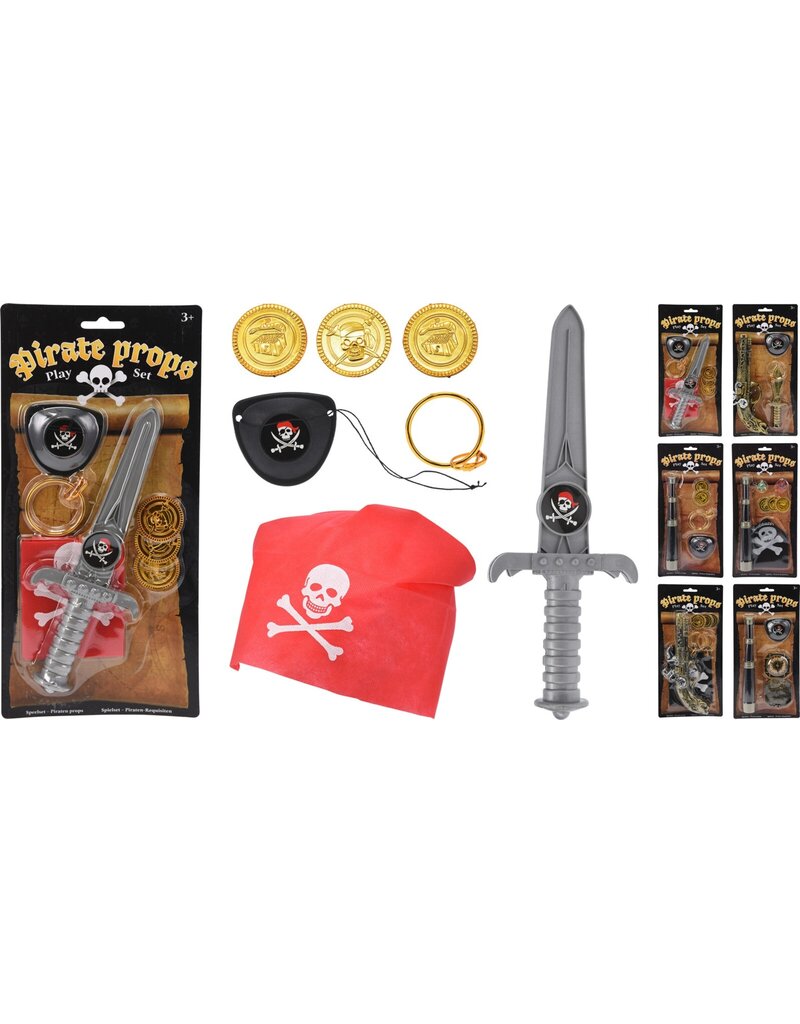 Piratenset op kaart à 31,5x15cm 6 assorti