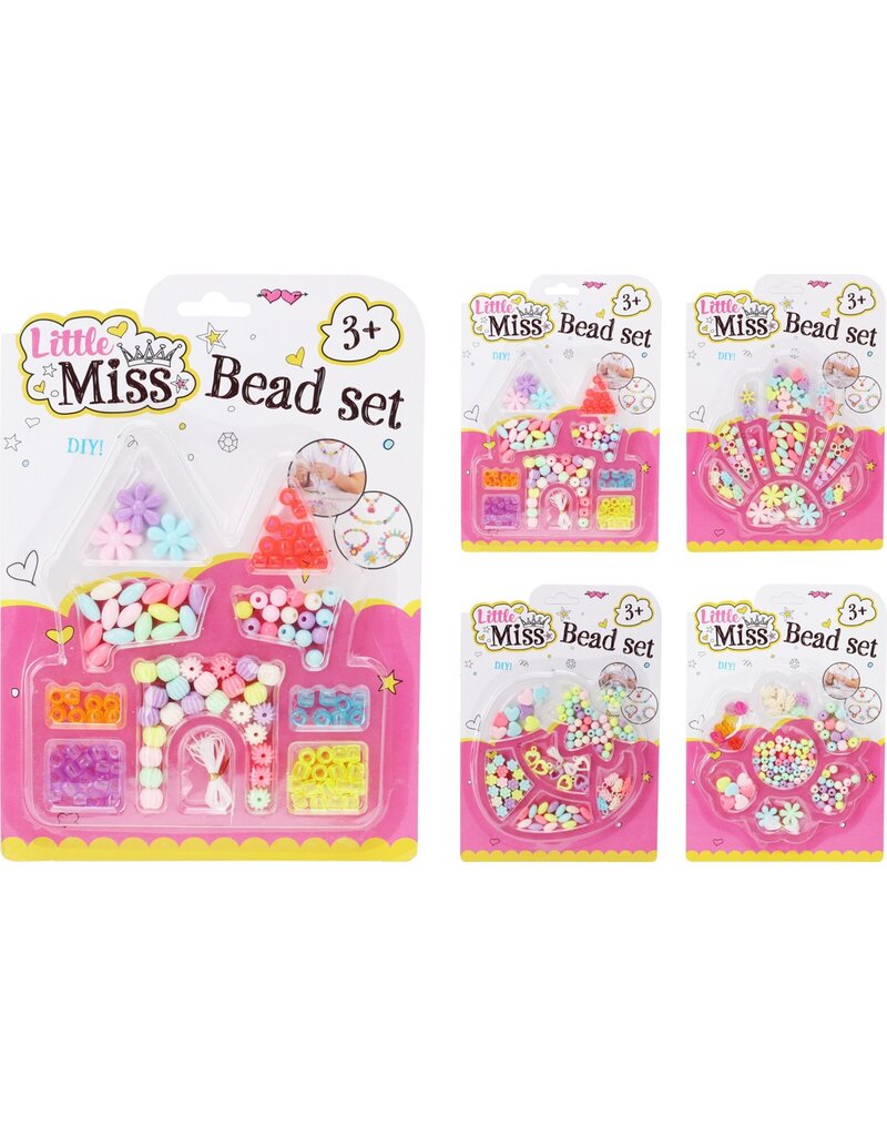 Kralenset op blisterkaart 26x18,5cm 4 assorti