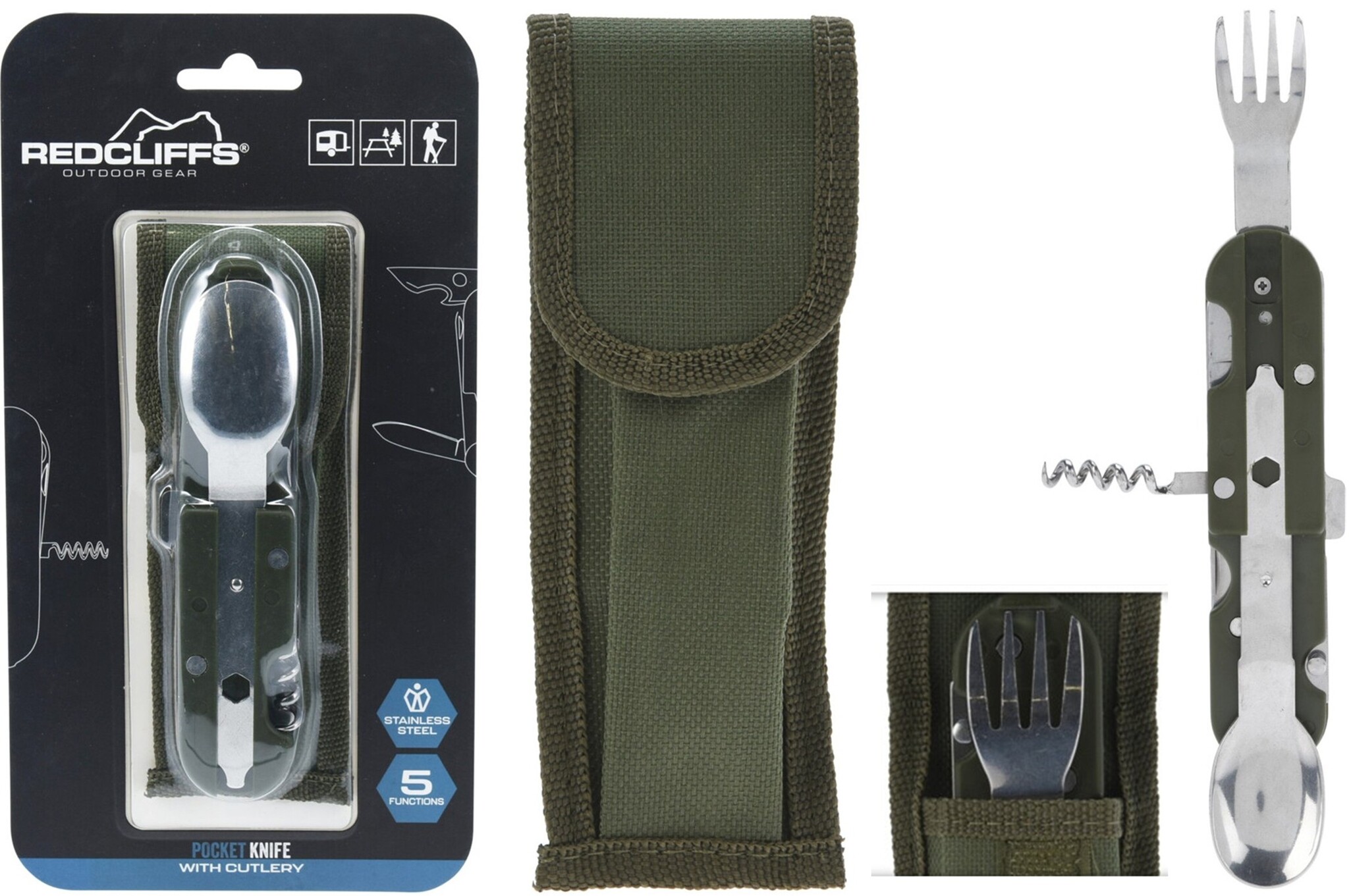 Redcliffs Zakmes 14cm met bestek en 5 functies