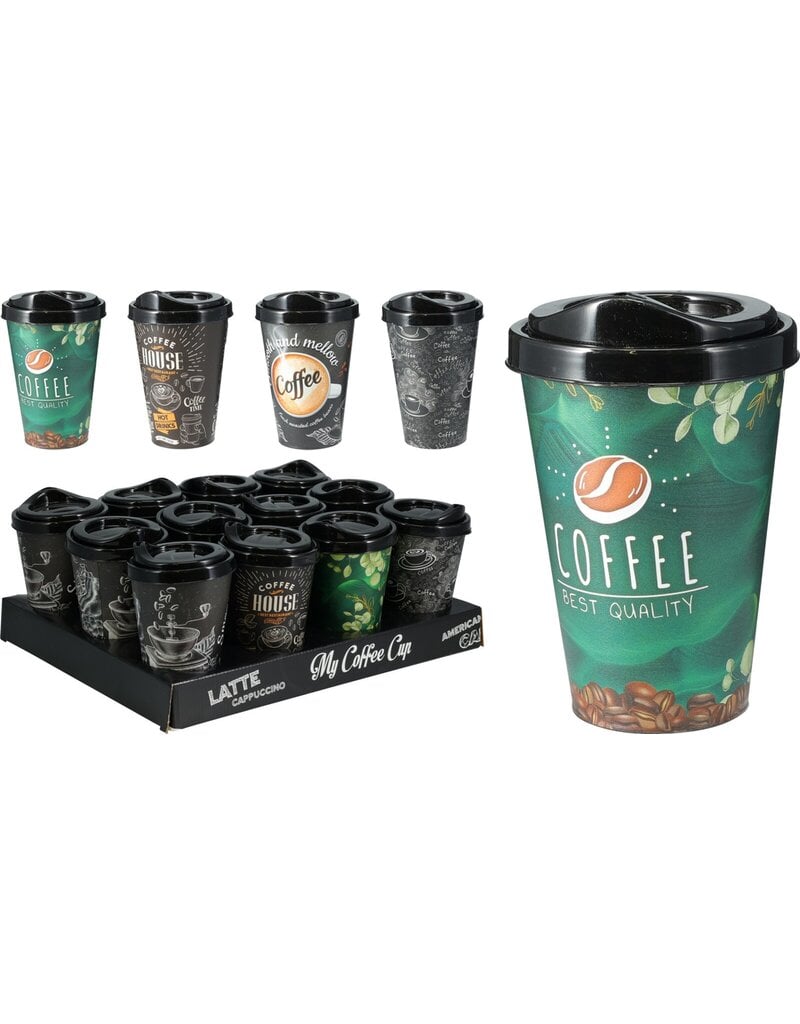 Koffiebeker PP 400ml 4 assorti design