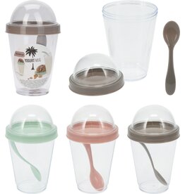 Yoghurtbeker 14x9cm 350ml PS en PP 3 assorti kleur