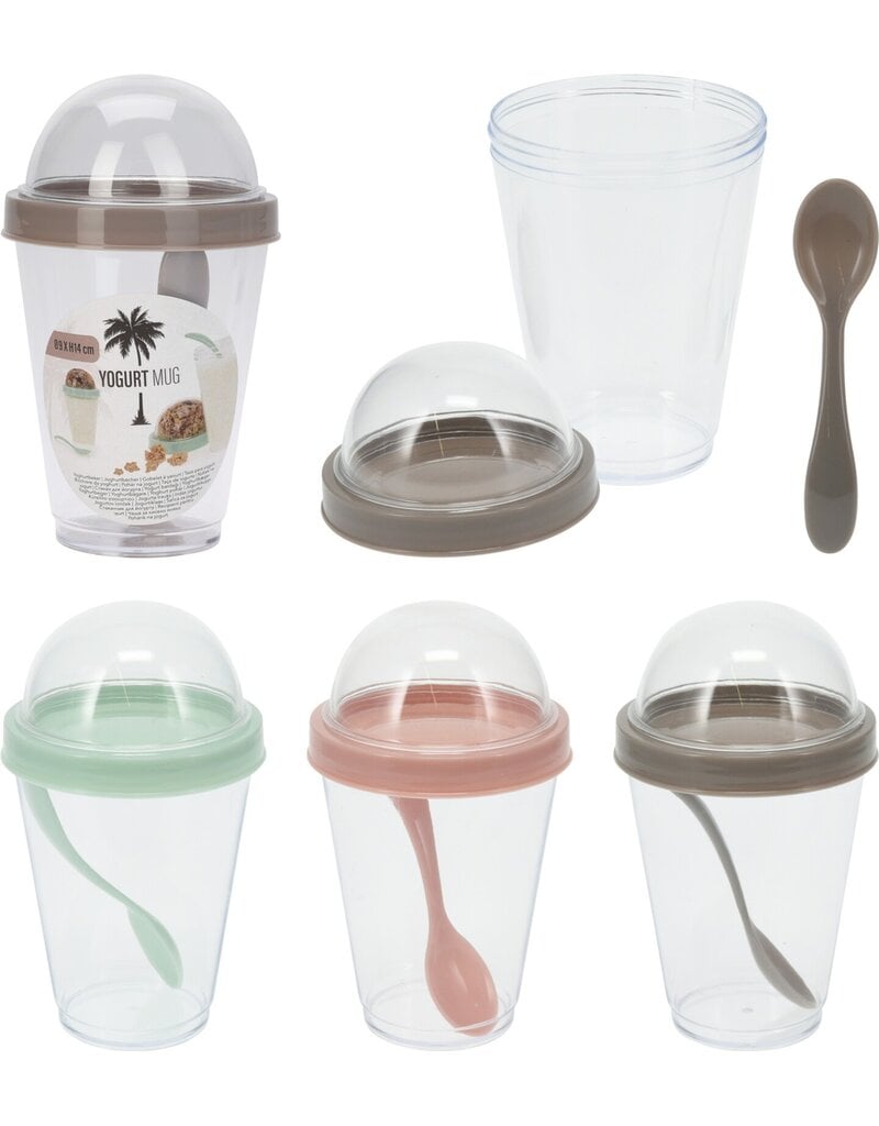 Yoghurtbeker 14x9cm 350ml PS en PP 3 assorti kleur