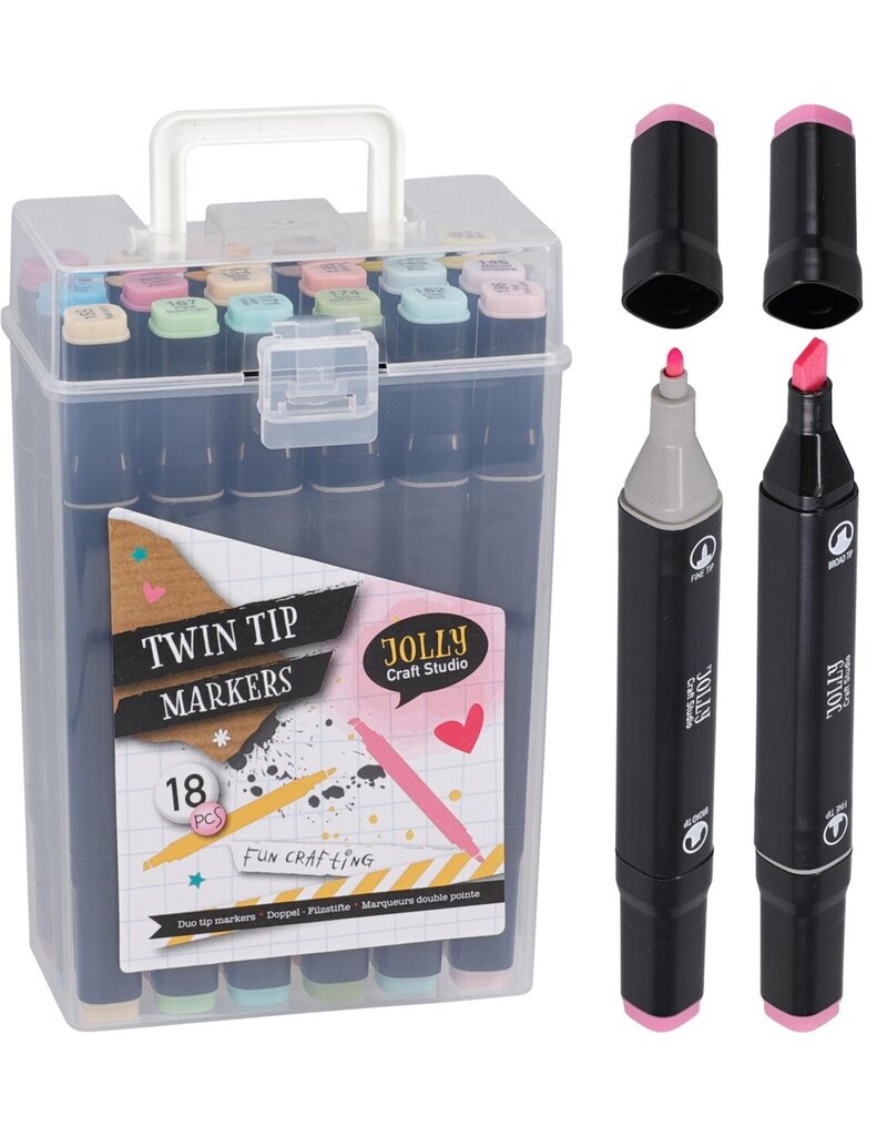 Markers duo set van 18 stuks 2 assorti kleur