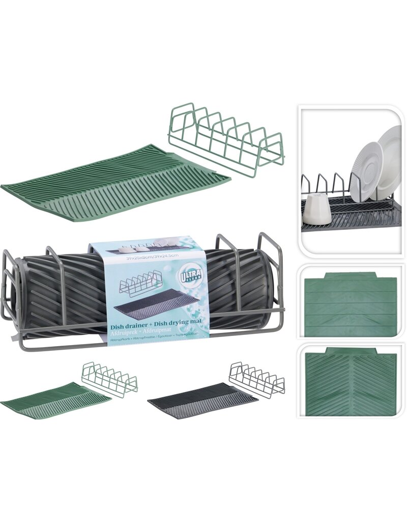 Afdruiprek Metaal met Siliconenmat 39cm TPE  2 assorti kleur