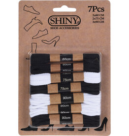 Schoenveters zwart en wit 7 paar (2x60cm-2x75cm-3x90cm)