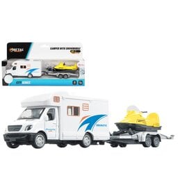 Camper met Aanhanger en Sneeuwscooter  24x12x6cm