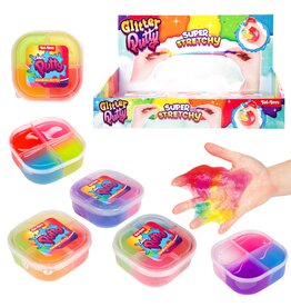 Putty Glitter 4 kleuren in pot 8,5x8,5x3cm 3 assorti