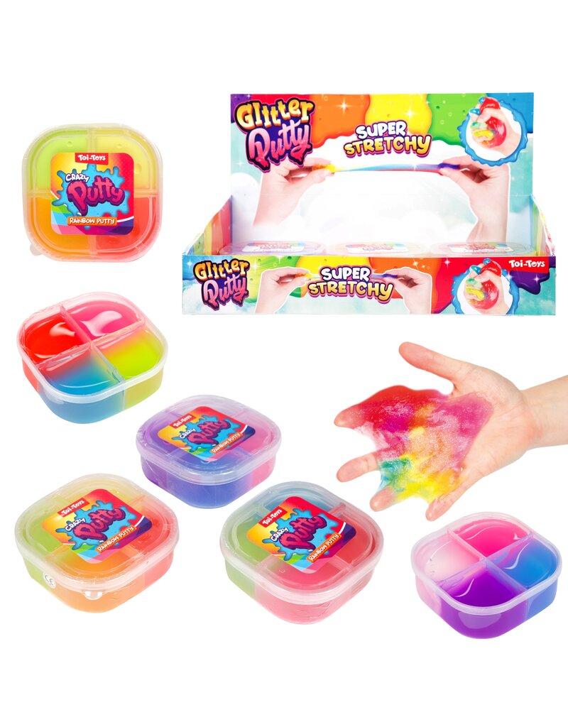 Putty Glitter 4 kleuren in pot 8,5x8,5x3cm 3 assorti