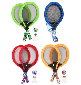 Tennis Softset; 2x Rackets 59cm, bal + shuttle 4 ass kleur