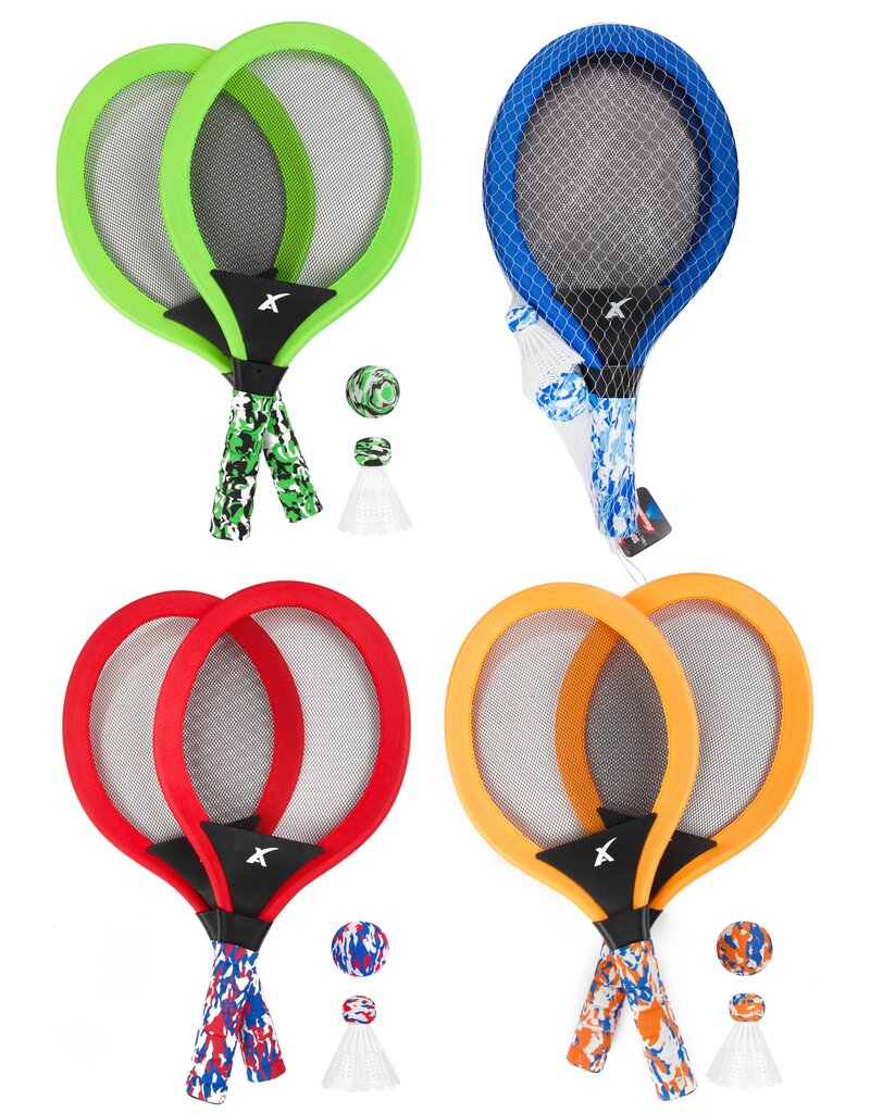 Tennis Softset; 2x Rackets 59cm, bal + shuttle 4 ass kleur