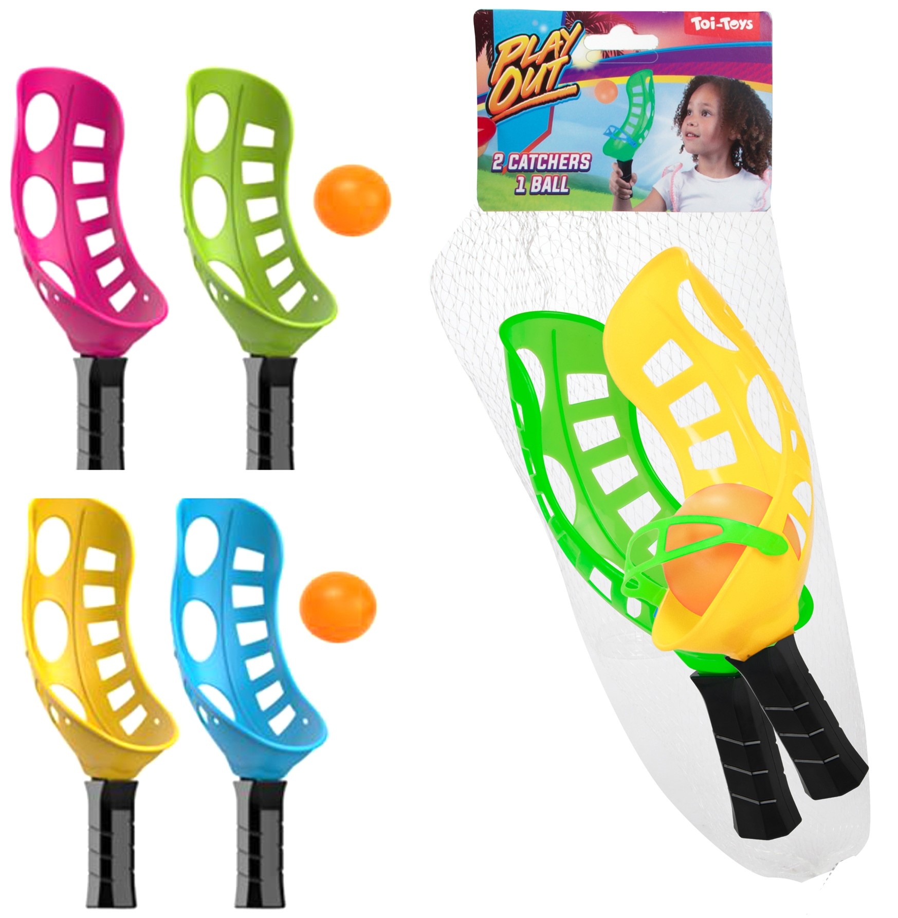 Vangbalspel 2x Scoop + bal 2 assorti kleur