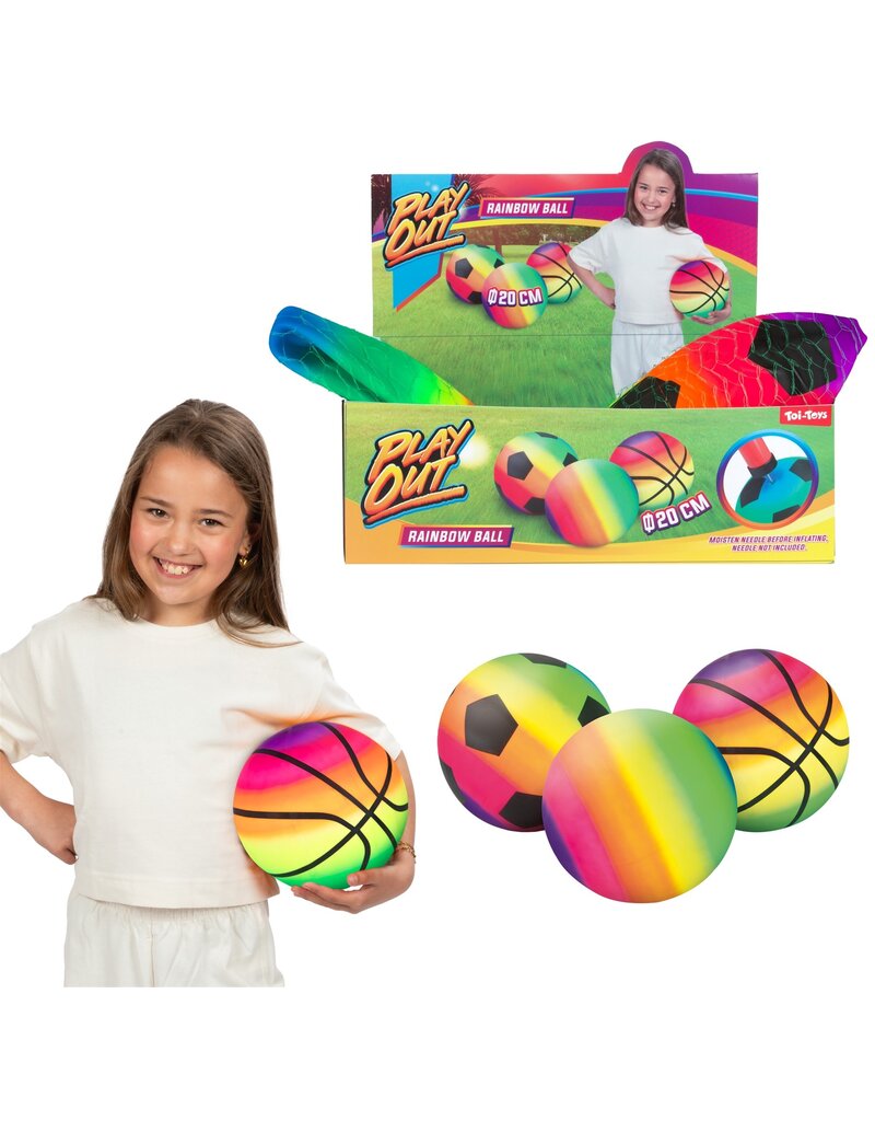 Bal Regenboog PVC 20cm. 3 assorti design