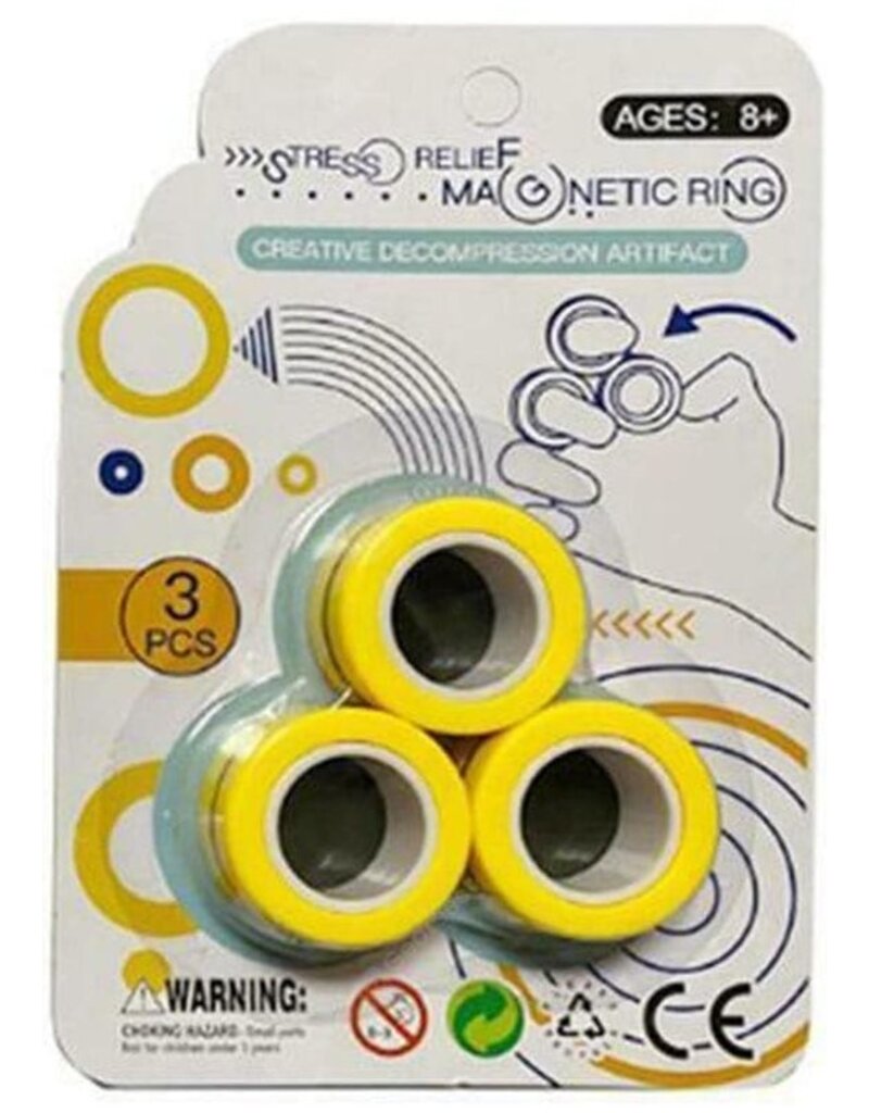 Magnetic Finger Trick Rings 3 stuks op kaart assorti kleur