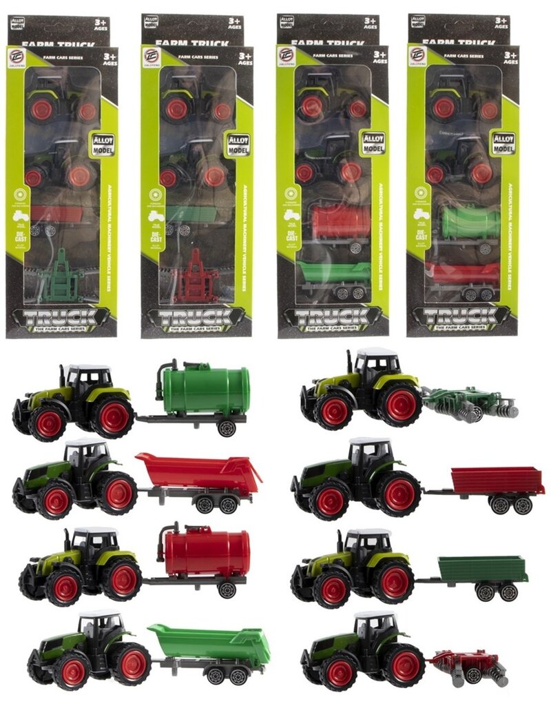 DieCast Tractorset 7cm 4 delig 4 assorti