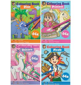 Kleurboek 64 pagina's 21x15cm 4 assorti