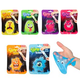 Slijm Monster met Oogjes op kaart 18x12x3cm 6 assorti