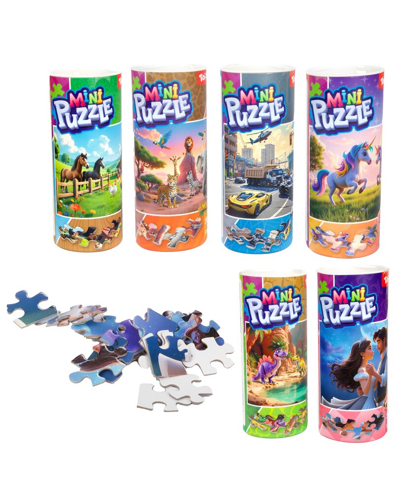 Legpuzzel 14x10cm in koker 35 stukjes 6 assorti