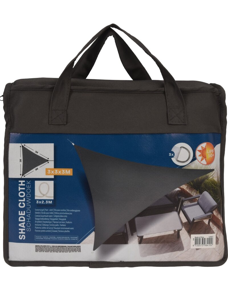 Schaduwdoek Driehoek 3x3x3meter Grijs