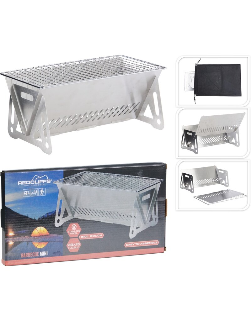 Barbecue Houtskool Mini Vouwbaar RVS 28x15cm