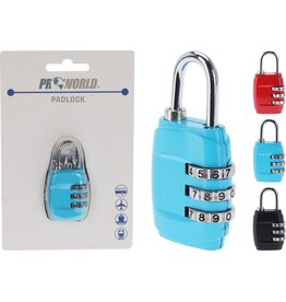 Hangslot Cijferslot 6x3x1,5cm 3 assorti kleur