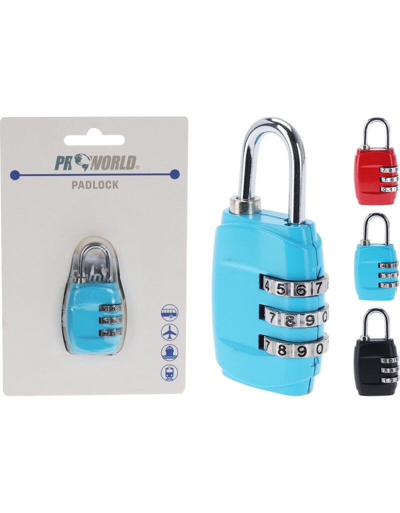 Hangslot Cijferslot 6x3x1,5cm 3 assorti kleur