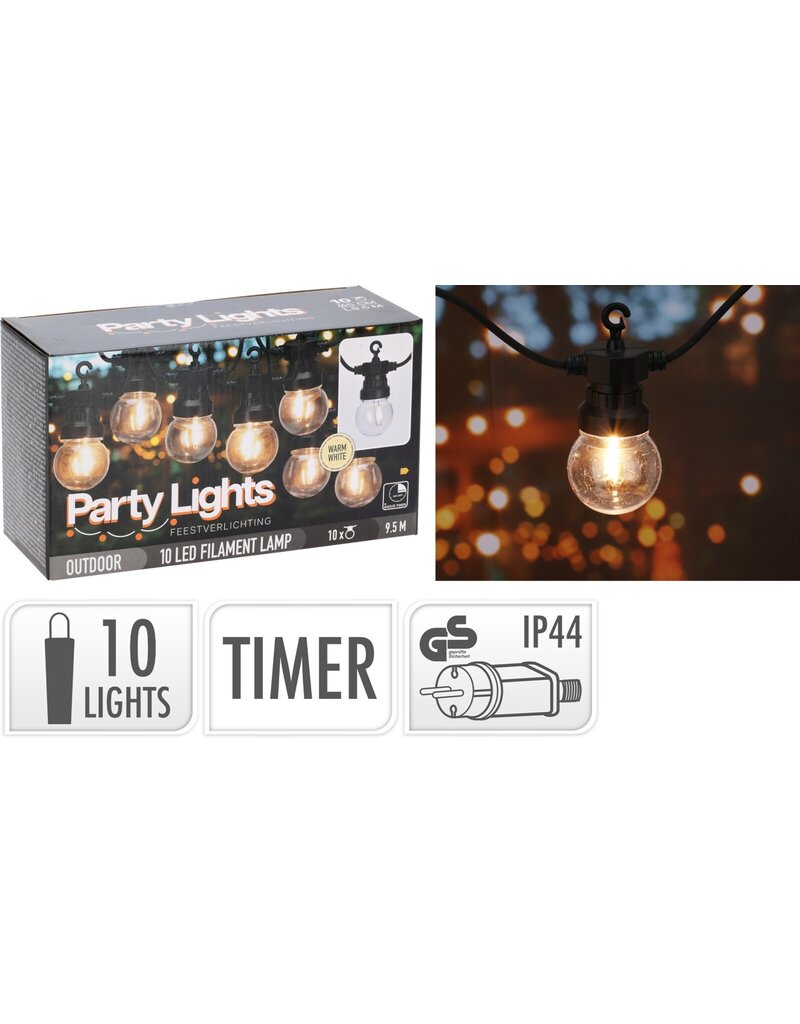 Pro Garden Feestverlichting 10 Lampjes Zwart 9,50 meter