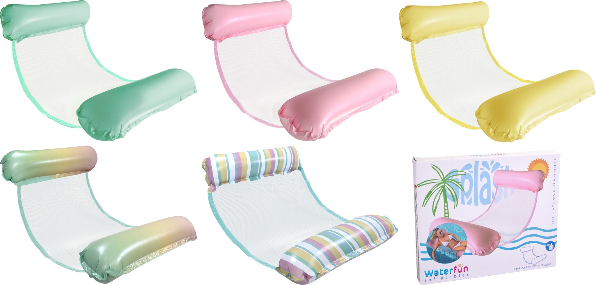 Hangmat Opblaasbaar 128x80cm 5 assorti kleur