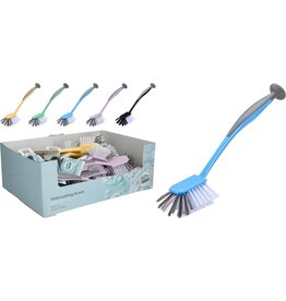 Afwasborstel 28cm. met zuignap 5 assorti kleur