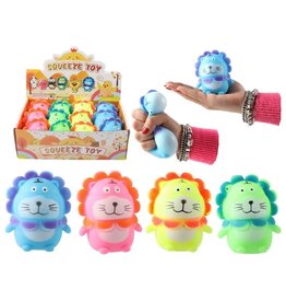 Squeeze Leeuw 9cm 4 assorti kleur