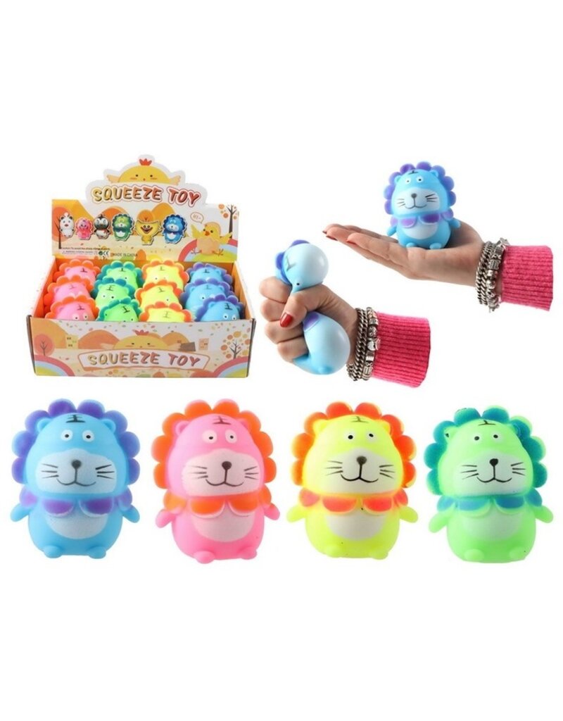 Squeeze Leeuw 9cm 4 assorti kleur